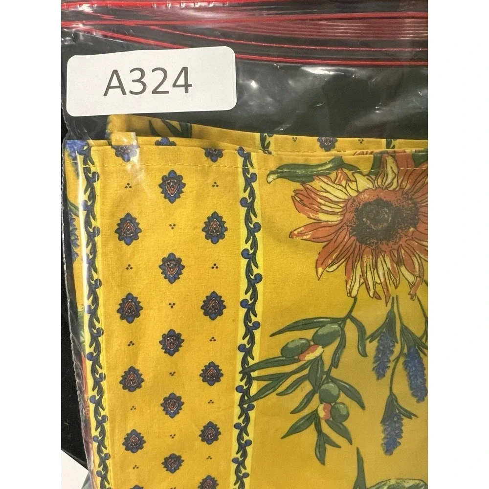 VTG La Cigale Provence France Yellow Cotton Table Runner Sunflowers Lavender